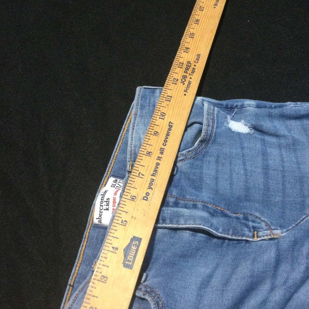 Abercrombie Kids High Rise Super Skinny Jeans Slim 11/12‎ Light Wash Distressed - Picture 3 of 7